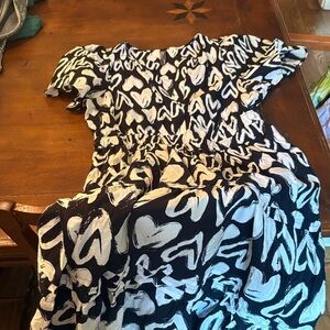 Anthropologie Black and White Heart Print Top